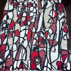 Ann Taylor Asymmetrical Skirt - Red, Black, and White Floral